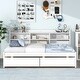 preview thumbnail 1 of 6, Twin Size Storage Bed with Side Bookcase and 2 Drawers - White White - Twin