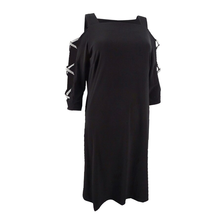 cold shoulder black cocktail dress