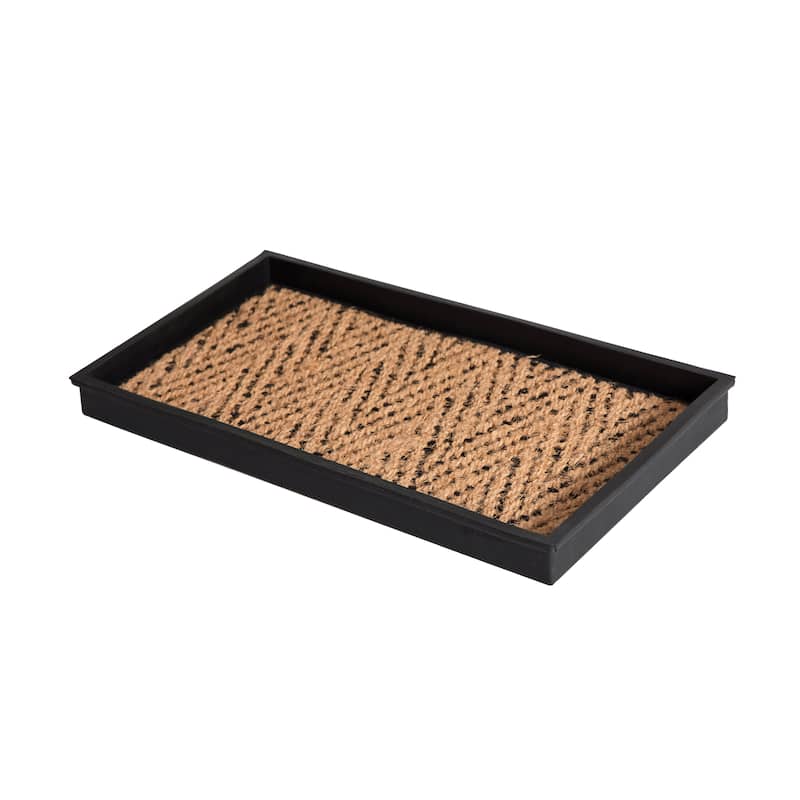 Natural and Recycled Rubber Boot Tray with Tan and Black Coir Insert