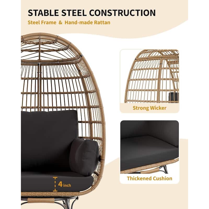 360° Swivel Patio Swivel Rattan Egg Basket Lounge Chair