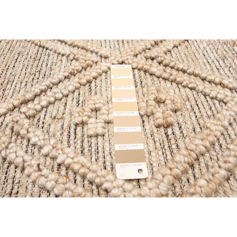 ECARPETGALLERY Braid weave Sienna Beige Wool Rug - 5'0 x 7'8