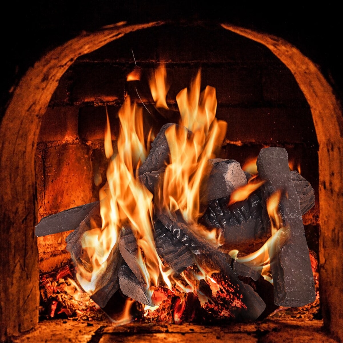 Shop Costway 10pcs Ceramic Wood Logs Gas Fireplace Imitation Wood