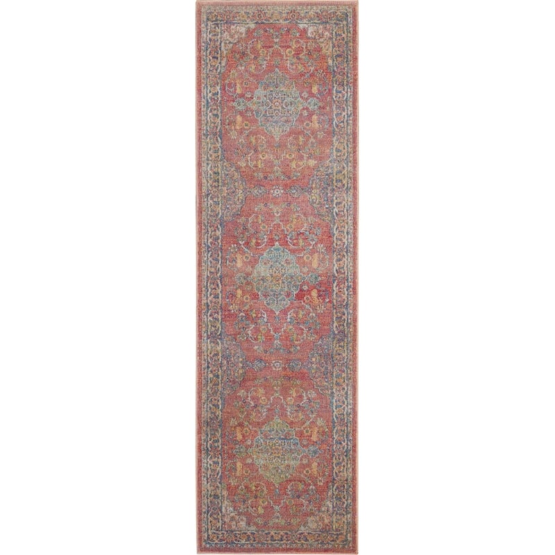 Feme Power Loomed Distressed Abstract Floral Traditional Non Skid Area Rug By HomeRoots - 72' X '24' X '0.5