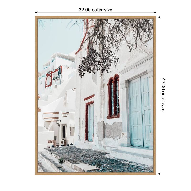 Santorini Charm 3 by Bella Eve Framed Canvas Wall Art Print - Sylvie Natural - 32 x 42 in