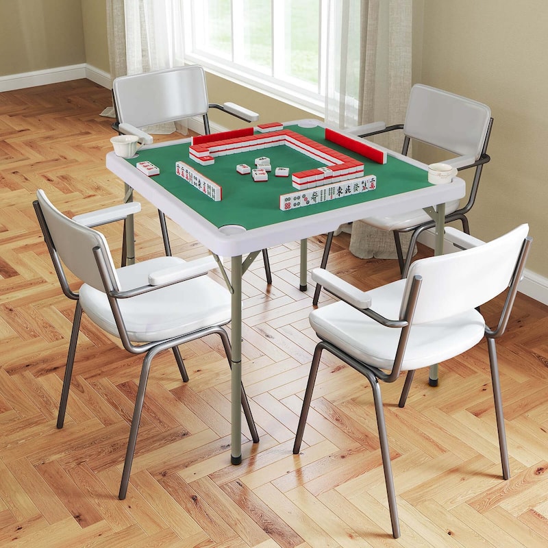 35" Square Card Table Folding Mahjong Table with Cup Holders