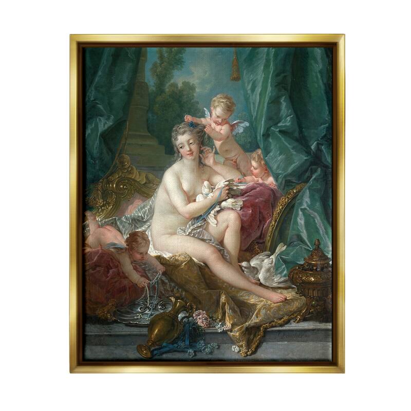 Stupell The Toilette of Venus Francois Boucher Classic Painting Floater Frame, Design by one1000paintings - 25 x 31 - Gold