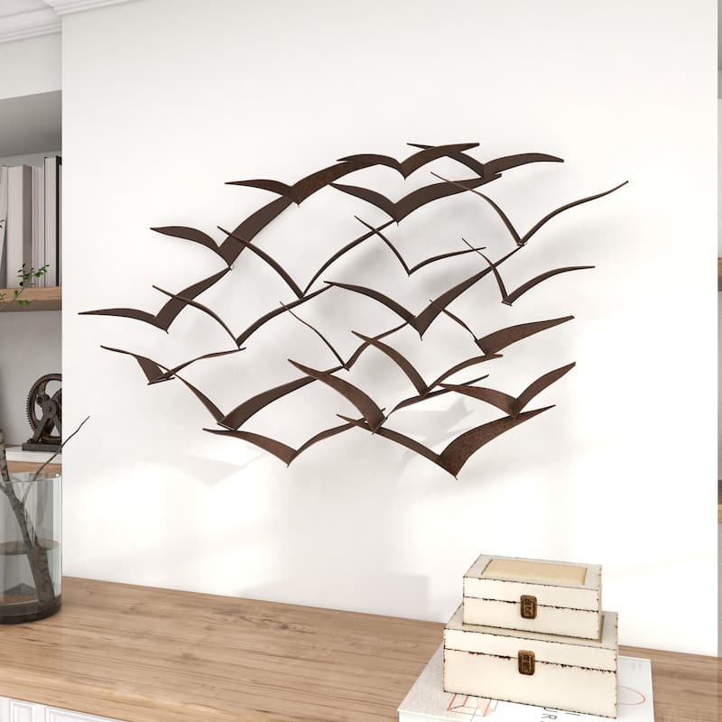 Metal Bird Sleek Flying Home Wall Decor - Gold, Black, Brown, Blue, Silver - Roche River Decor
