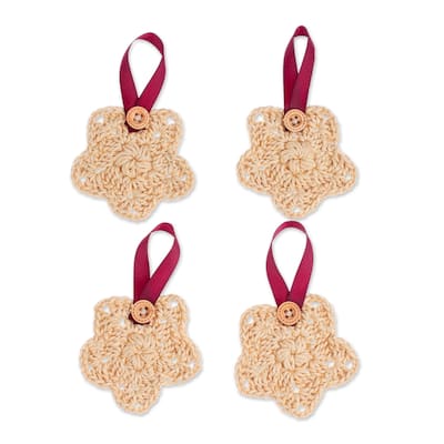 Novica Handmade Beige Sensations Crocheted Ornaments (Set Of 4)