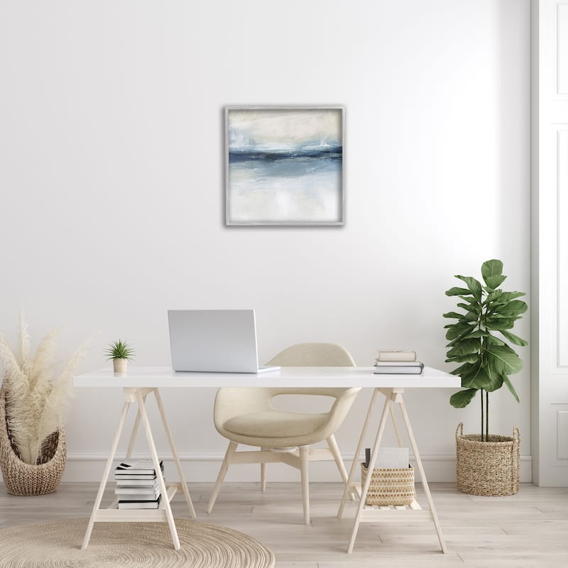 Stupell Timeless Nautical Gloomy Sea Horizon Line Framed Wall Art, Design by Nina Blue