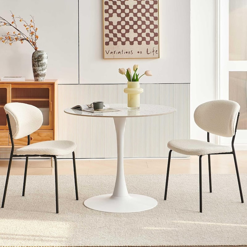 Howtai Round Kitchen Dining Chairs Upholstered,Metal Legs