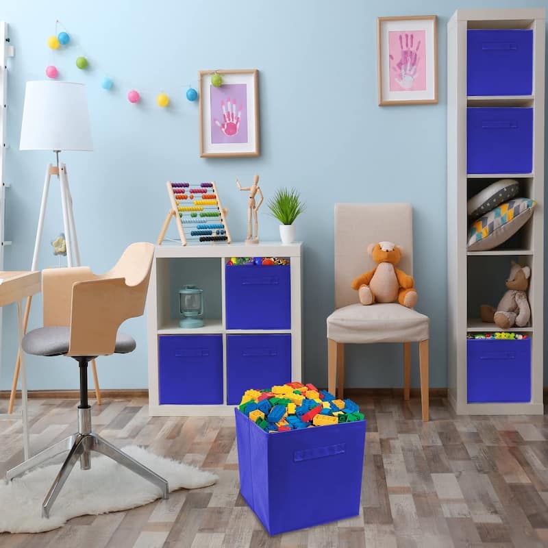 Foldable Storage Cube Basket Bin 6 Pack Royal Blue