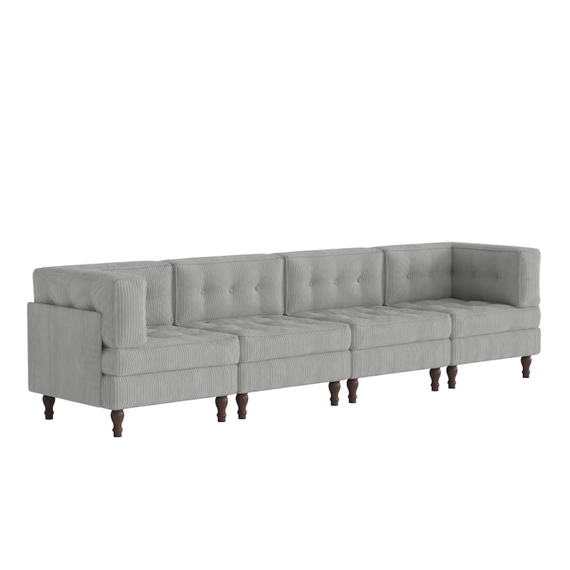 Oversized Modular Sectional Corduroy Fabric Tufted Sofa