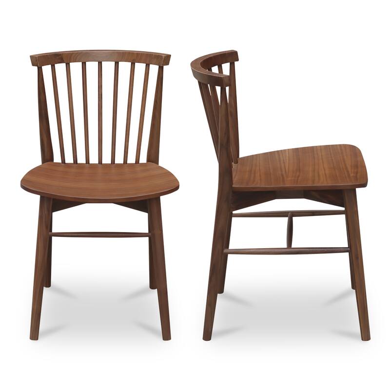 NADAAL STUDIOS Briar Dining Chair, Spindle Back, Solid Walnut Frame, Walnut Finish - Set of 2