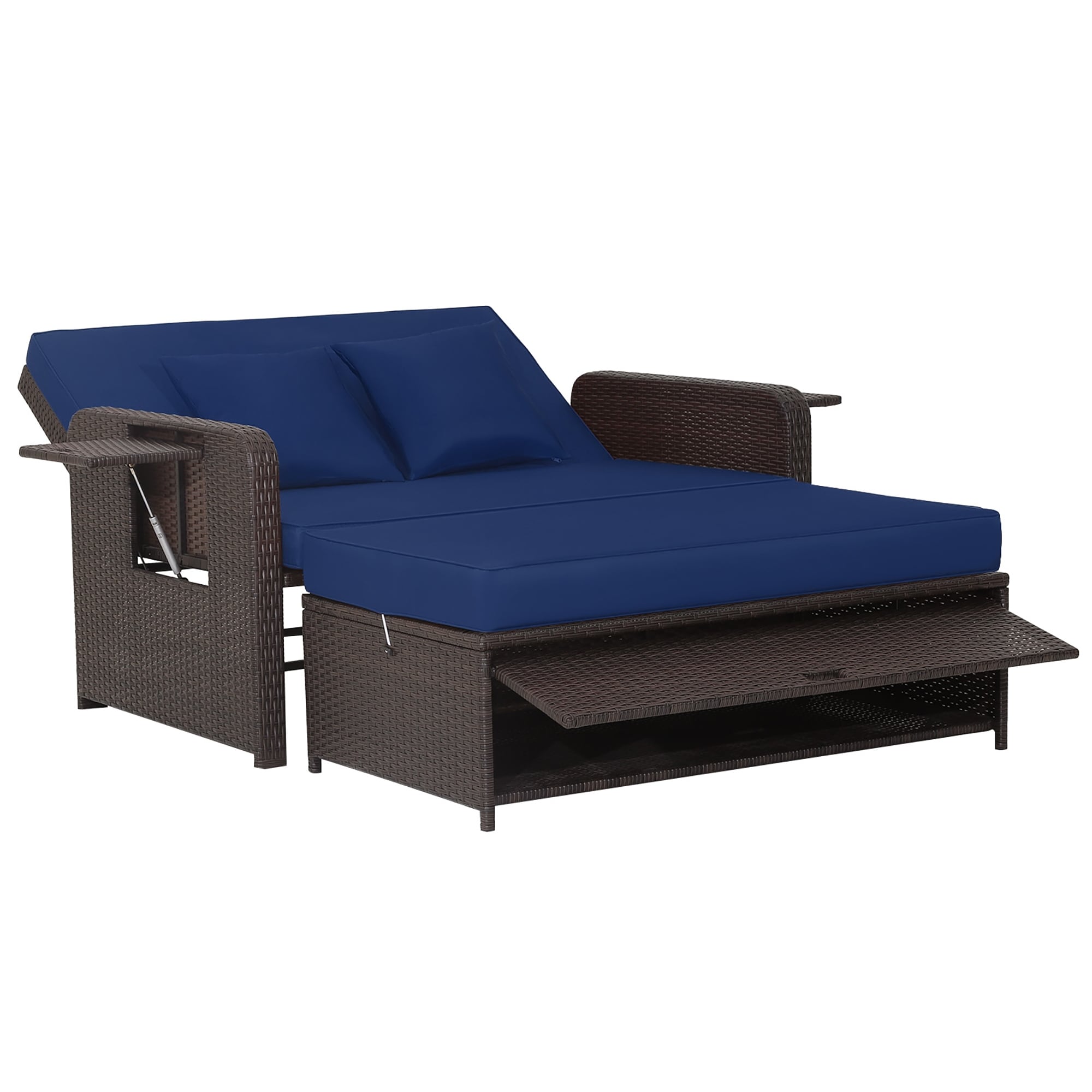 Double lying bed chaise lounge chair sale set garden rattan wicker outdoor love seat