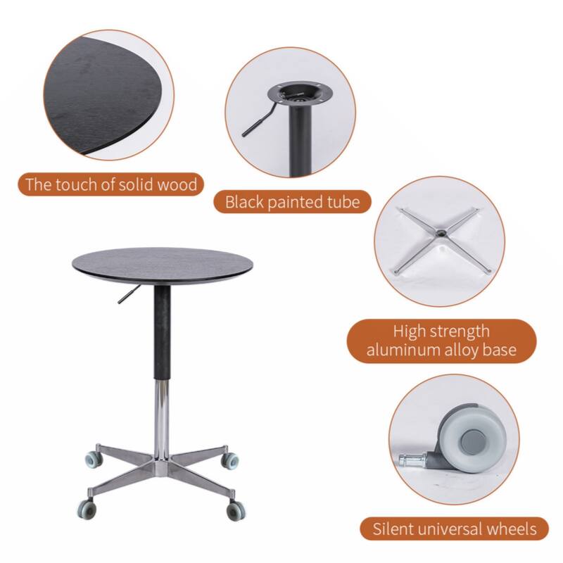 Movable Adjustable Coffee Table 360 Swivel Counter Bar Height Aluminum Star Base Movable