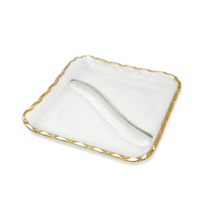 Glass Sectional Plate with Gold Rim