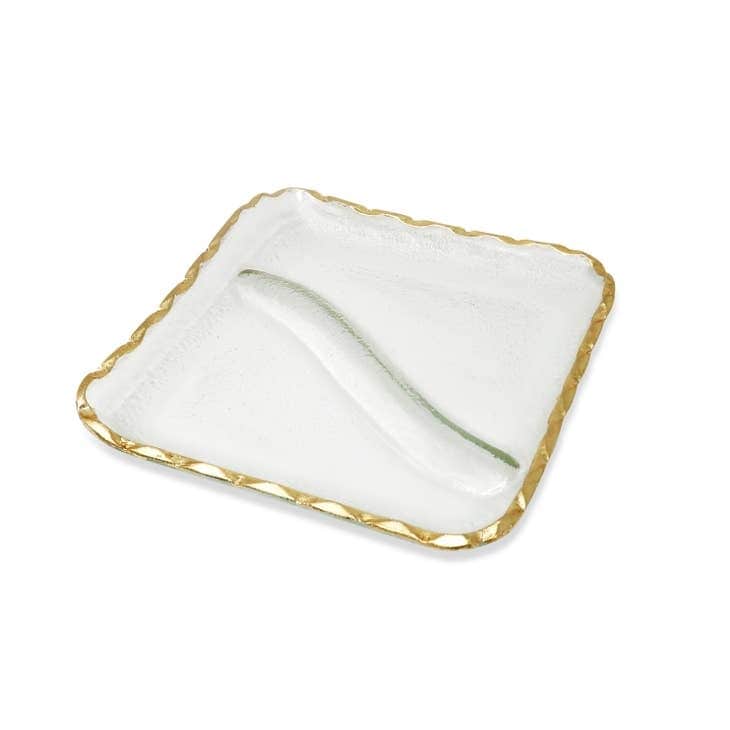 Glass Sectional Plate with Gold Rim