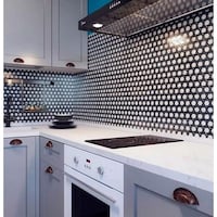 Apollo Tile 10 pack 11.7-in x 11.9-in Black and White Hexagon Glossy ...