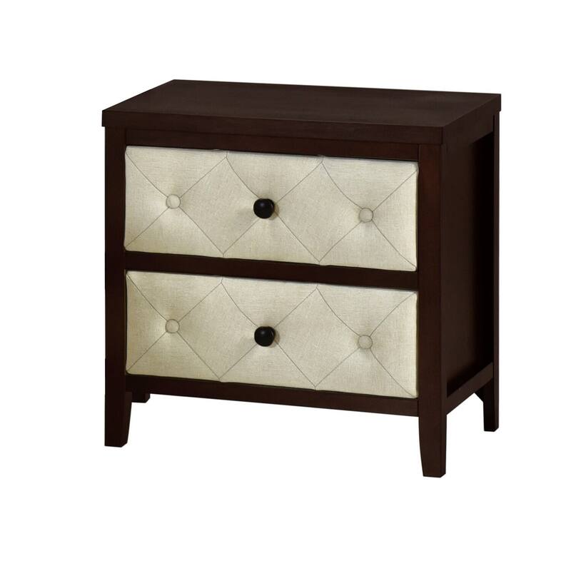 Cherry Espresso Brown 2 Drawer 16 in. W Nightstand with Sturdy Hardware and Ample Storage