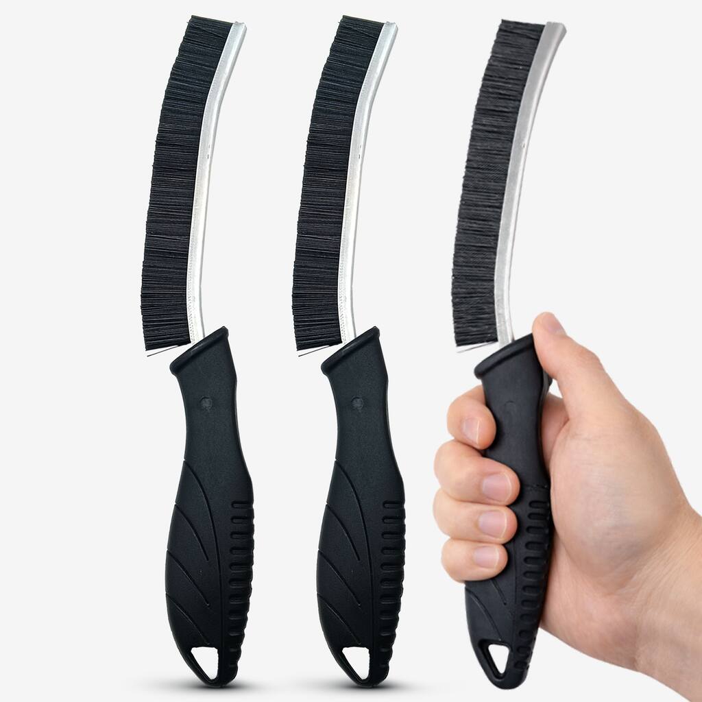 Cheer Collection 3 Piece Crevice Cleaning Brush Set with Fine Bristles