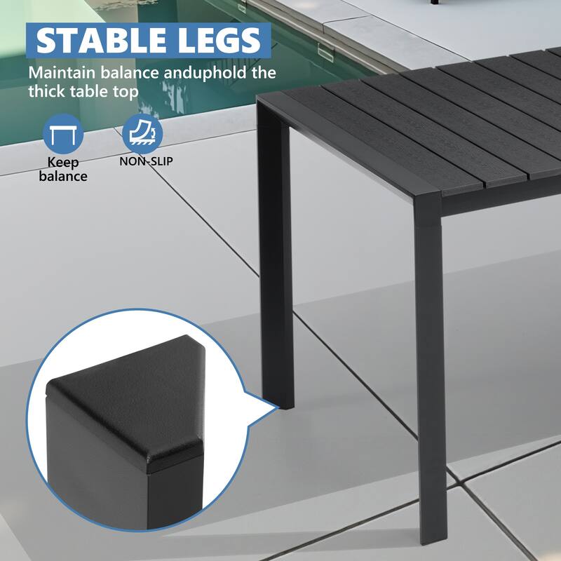 VredHom Premium Outdoor Patio Aluminum Dining Table with Umbrella Hole