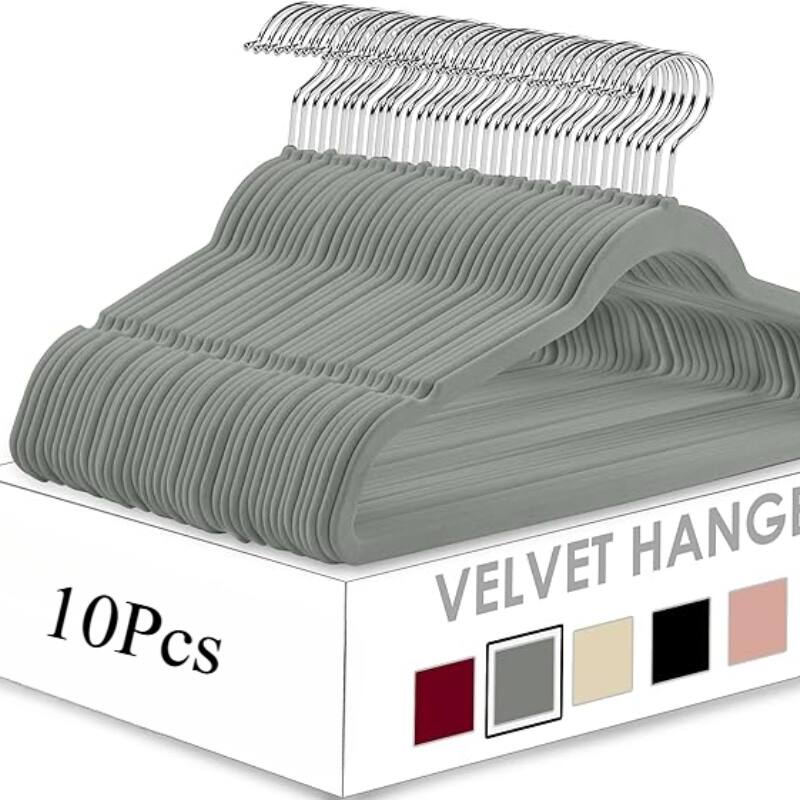 Flocking non-slip plastic hanger velvet thickened clothes rack 50pc