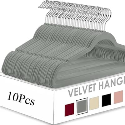 Flocking non-slip plastic hanger velvet thickened clothes rack 50pc