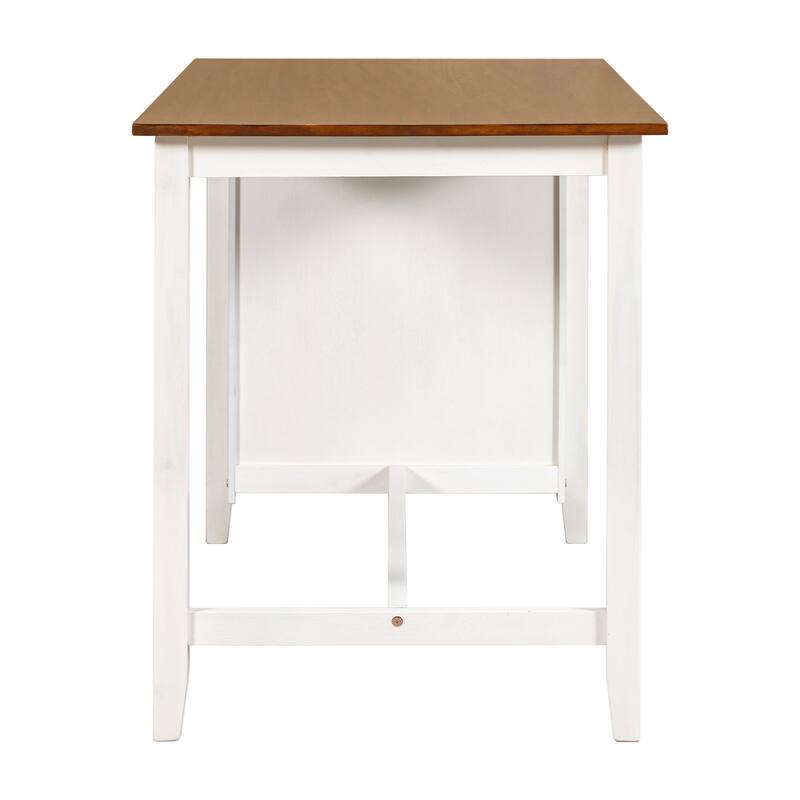 Roomfitters 5-Piece Counter Height Dining Table Set with 4 Upholstered Chairs and Side Storage Shelves