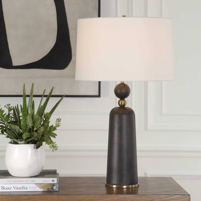 Uttermost McQuinn Dark Walnut Table Lamp - N/A