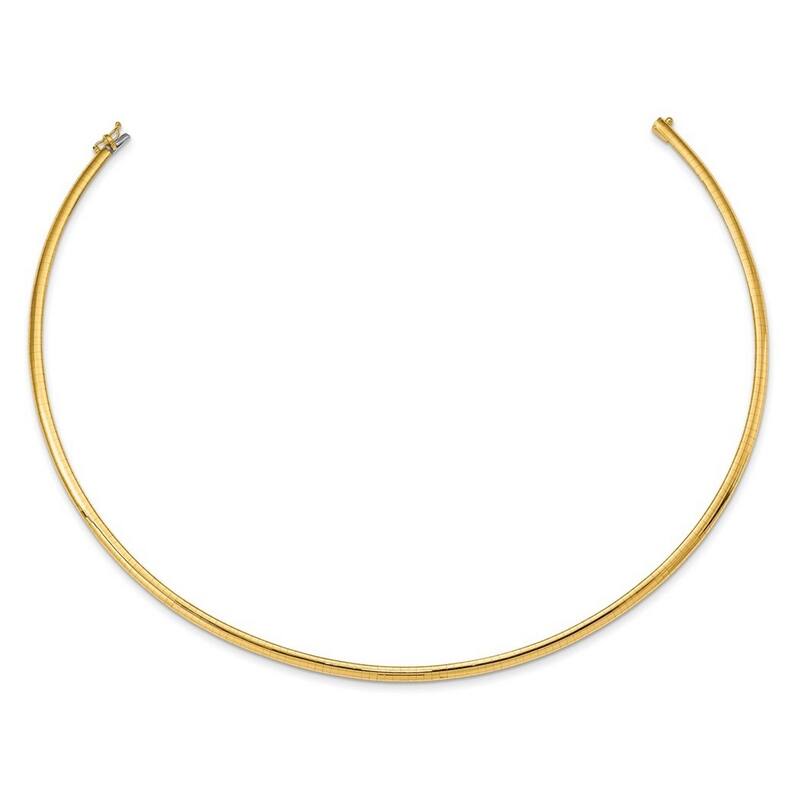 Curata 14k Yellow Gold Solid Polished 4mm Domed Omega Bracelet 7 Inch Omega Clasp