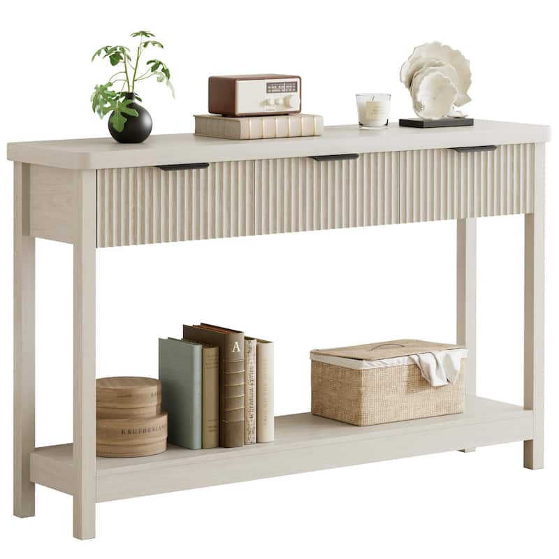 51"Wood Console Sofa Table with 3 Drawers for Living Room - Light Oak