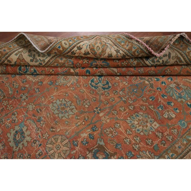 Distressed Tabriz Persian Vintage Rug Hand-Knotted Wool Carpet - 6'7" x 9'8"