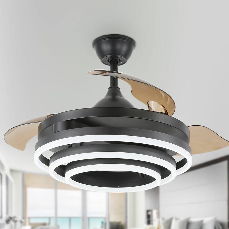 Oaks Aura 42in. LED DIY Shape Modern Ring Ceiling Fan With Lights, 6-Speed Latest DC Motor Remote Control Rose Ceiling Fan