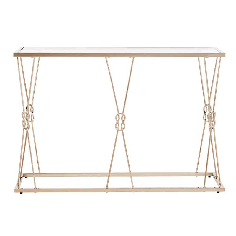 Sandiacre Champagne Gold Reef Knot Frame and Glass Sofa Table by iNSPIRE Q Bold