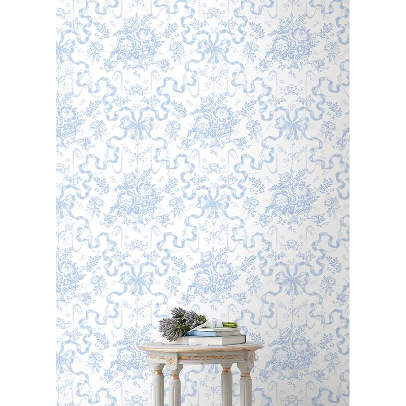 A-Street Prints Fairytale Blissful Blue Toile Wallpaper