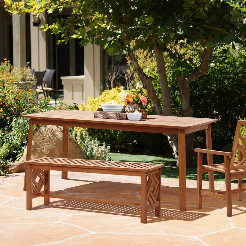 6-Person 70.5" Wide Outdoor Wooden Rectangular Dining Table