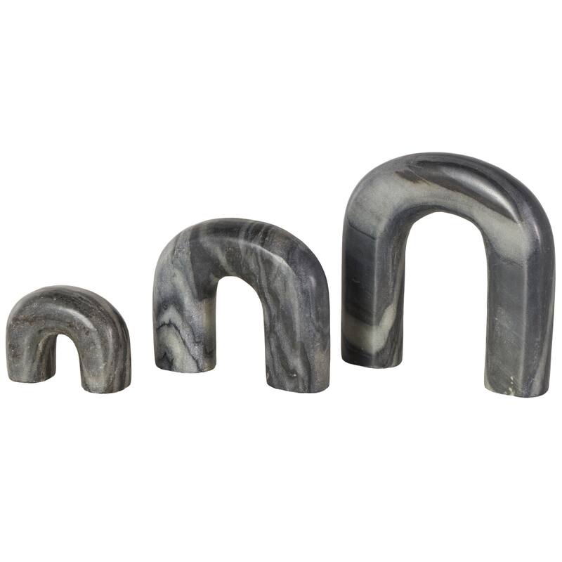 White or Black Marble Arched Abstract Decorative Sculpture with Varying Sizes (Set of 3)