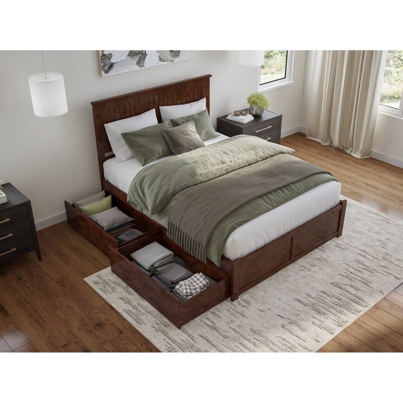 Nantucket Platform Bed with Footboard and Storage Drawers