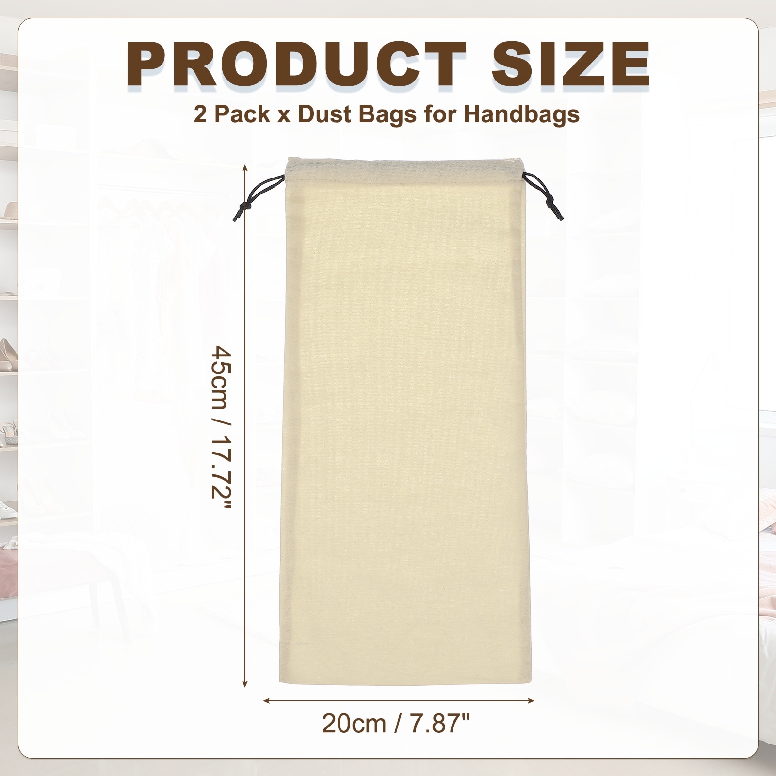 Dust Bags for Handbags, Cotton Drawstring Storage Pouch Bag Dust Cover Storage Bags for Purses Shoes Boots Daily