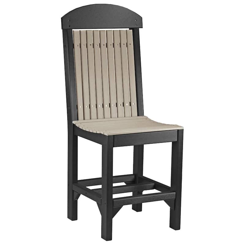 Set of 4 Poly Lumber Classic Dining Chairs - Side Chair - Weatherwood & Black - Counter Height