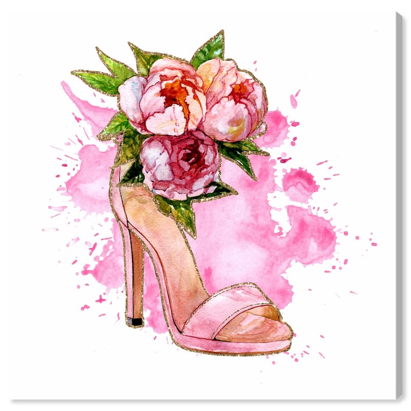 Wynwood Studio Canvas Fashion and Glam Spilled Pink and Shoe Pink and Glam Wall Art Canvas Print