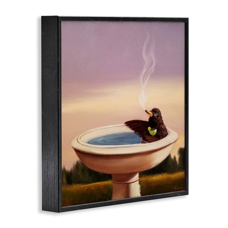Stupell Birdbath Best Life Animal Alcohol Humor Bird Margarita Framed Wall Art