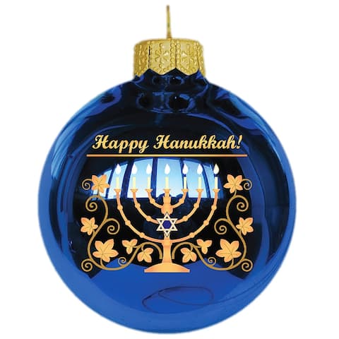 STP Goods - Menorah Judaica Happy Hanukkah Glass Ornament