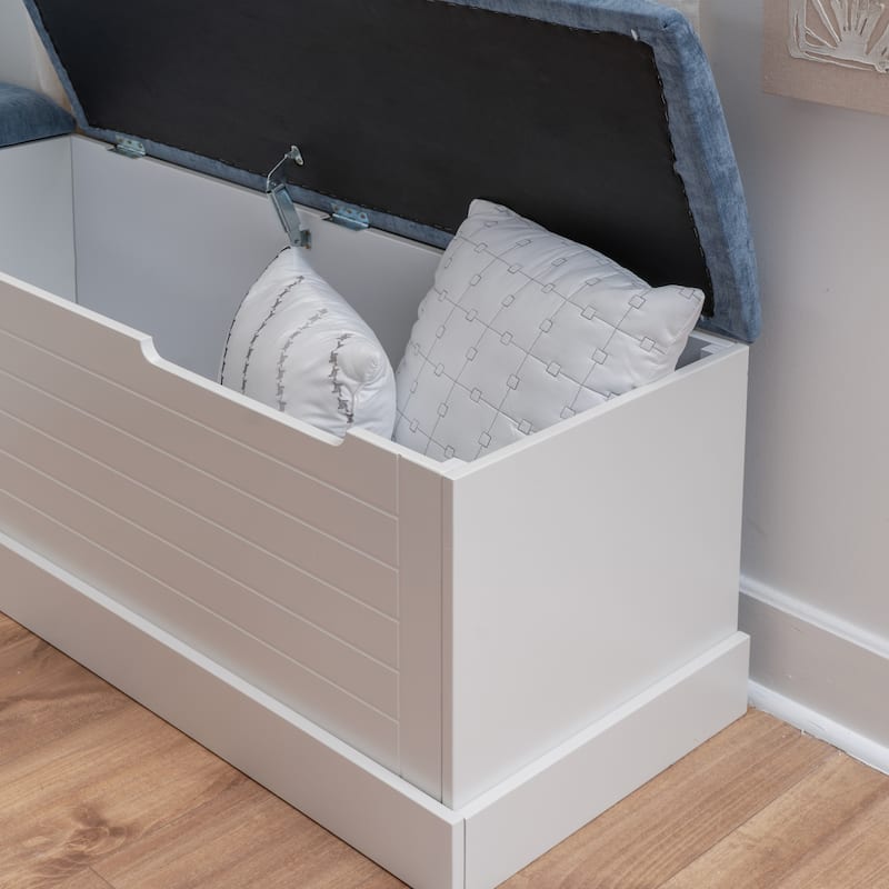 Nova L-Shaped Corner Nook with Blue Cushion and Storage