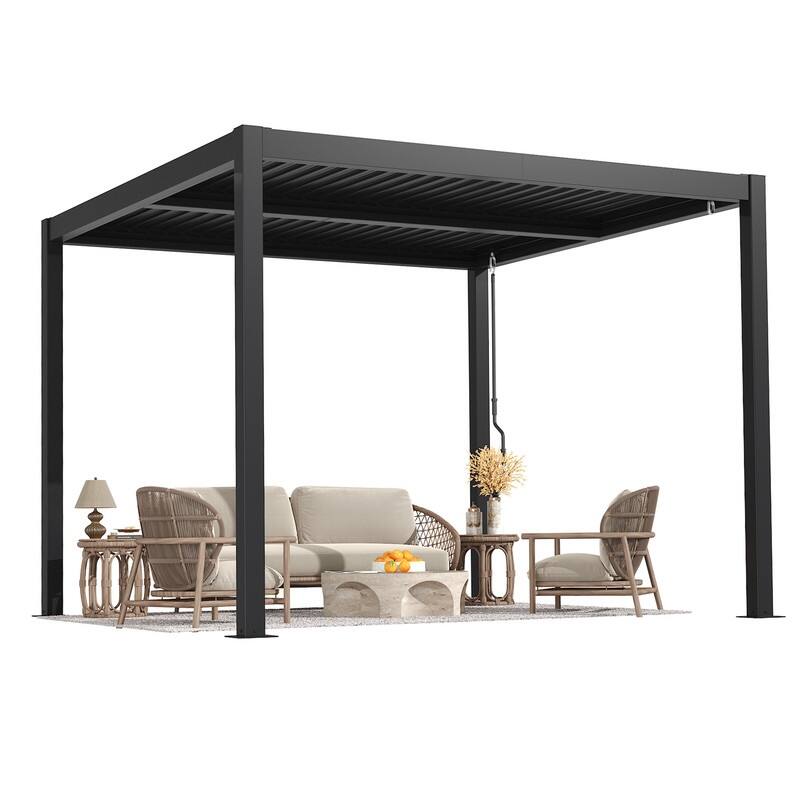 EROMMY Outdoor Louvered Pergola with Optional Winter Cover – Adjustable Hardtop Gazebo, Multiple Sizes