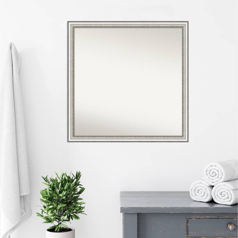 Non-Beveled Bathroom Wall Mirror - Salon Silver Narrow Frame - Salon Silver Narrow