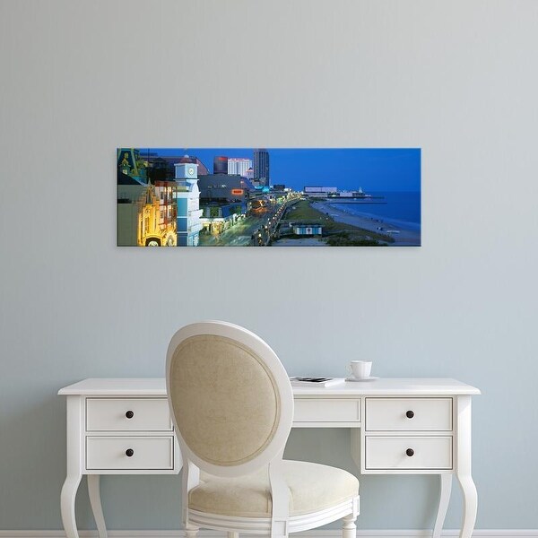 Easy Art Prints Panoramic Images's 'View of a city street lit up at night, Atlantic City, New Jersey, USA' Canvas Art