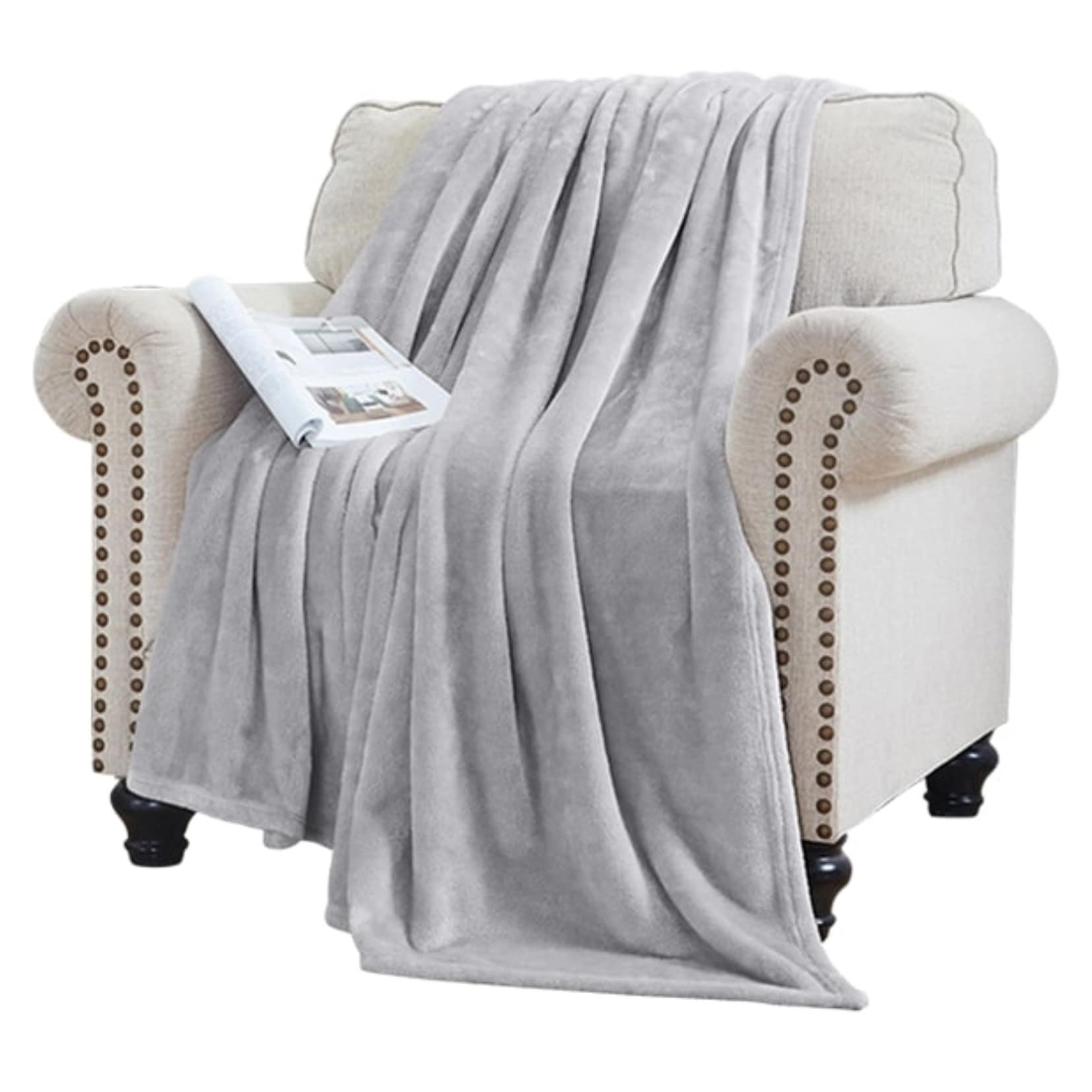 RACHEL Rachel Roy Solid Silky Flannel Fleece Oversized Throw