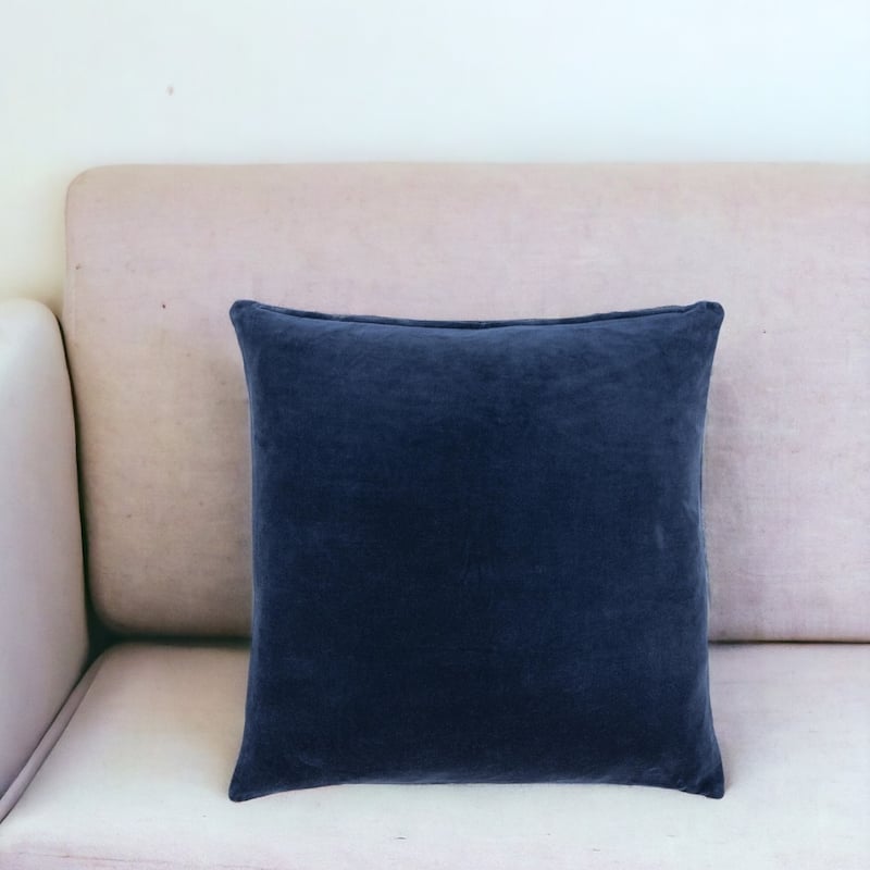 22" Blue Cotton Blend Throw Pillow - Blue