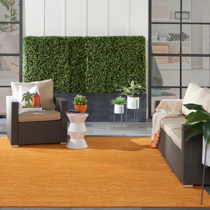 Nourison Essentials Solid Contemporary Indoor/Outdoor Area Rug - 8' x 10' - Orange